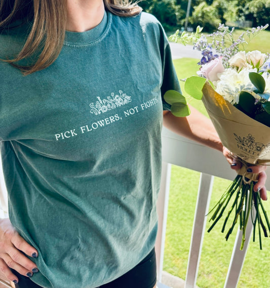 Pick Flowers Not Fights Logo Tees